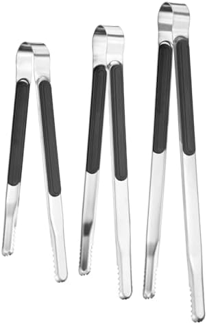 M METERXITY 3-Pack Grill Tongs, 8.8/10/11.6 Inch Non-Slip 410 Stainless Steel by MMETERXITY