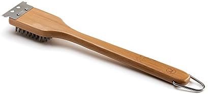 Outset QV40 Verde Collection Grill Brush and Scraper, 14.5 inches, Bamboo Handle by Outset