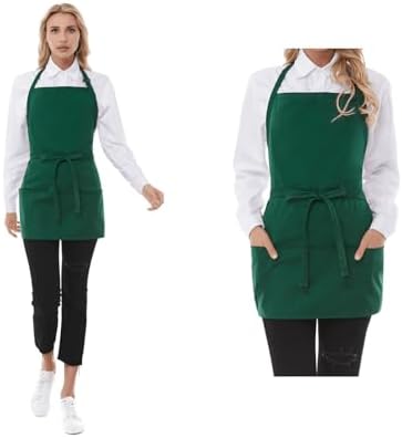 Chef Aprons for Women with 3 Pockets, Kitchen Work Apron for Cooking, Cotton by SyzornkFurniturecoLtd