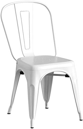 FDW | Set of 4 Metal Dining Chairs | Cream | Stackable Tolix Side Chairs - Image 5