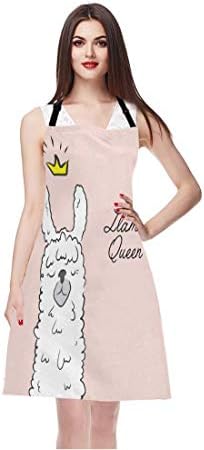 EKOBLA Llama Queen Aprons Alpaca Wearing Crown Funny Cute Animal Cartoon - Image 3