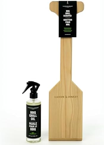 CARON & DOUCET BBQ Grill Cleaner Oil & Natural Red Cedar Wood BBQ Grill Scraper by CaronDoucet