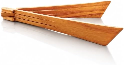 Air Teak Tongs Premium Teakwood Kitchen Tongs – Fold-Flat Wooden Cooking Tongs by Home