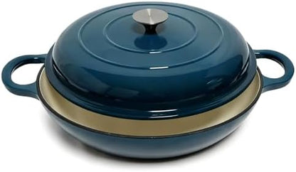 3.5 Quarts Enameled Cast Iron Braiser, Non Stick Enameled Cast Iron Casserole - Image 2