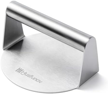 Stainless Steel Burger Press，5.5 Inch Round Smasher，Non-Stick Grill Press by Unknown
