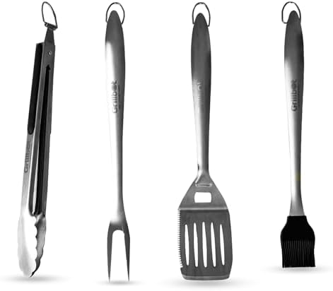 Grillbot 4 Piece Grill Utensils Set, Stainless Steel BBQ Grill Tools by Grillbot