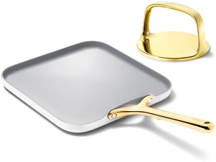Caraway 11" Non-Stick Square Griddle Pan and 6" Grill Press Duo by Unknown