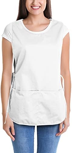 DALIX Cobbler Apron 2 Pockets Smock Regular 28.5" x 18.5" White - Image 2