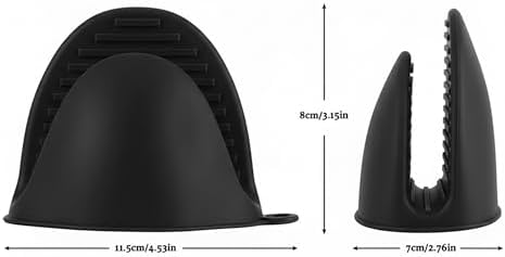 1 Pair Black, Mini Silicone Oven Gloves, Mini Finger Protector Pot Holder - Image 2