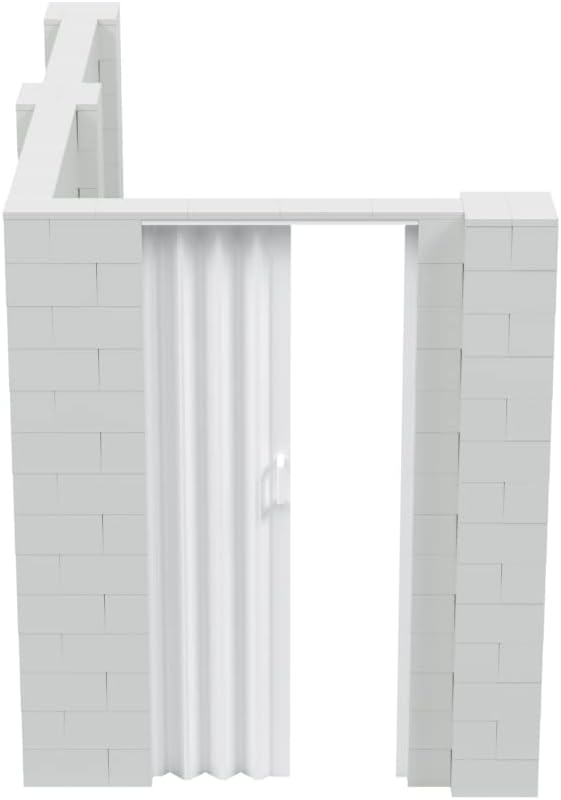 EverBlock 6’ x 10’ x 7’ L-Shaped Wall Kit with Accordion Door | 3’ x 7’ Doorway | Modular Building Blocks | Wall Display | Room Divider & Partition | Reusable | Indoor & Outdoor Use