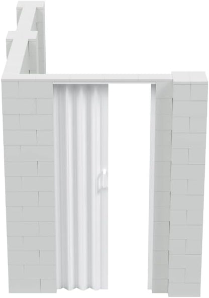 EverBlock 6’ x 10’ x 7’ L-Shaped Wall Kit with Accordion Door | 3’ x 7’ Doorway | Modular Building Blocks | Wall Display | Room Divider & Partition | Reusable | Indoor & Outdoor Use | Light Gray