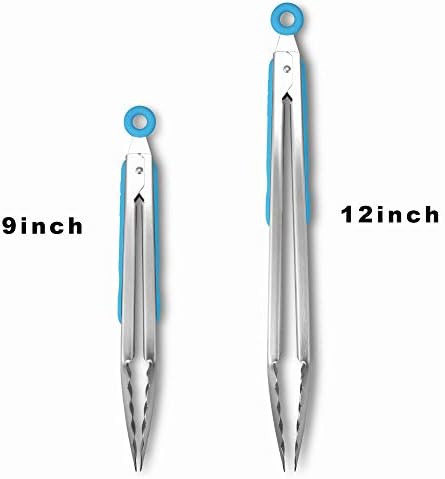 Premium 304 Stainless Steel Tongs Set – 12" Grill Tongs & 9" Cooking Tongs - Image 3
