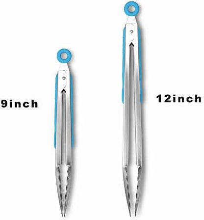 Premium 304 Stainless Steel Tongs Set – 12" Grill Tongs & 9" Cooking Tongs - Image 3