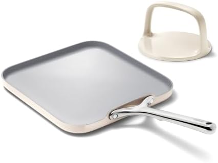 Caraway 11" Non-Stick Square Griddle Pan and 6" Grill Press Duo by Unknown
