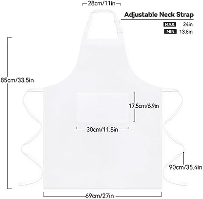 NLUS 2 Pack White Aprons with 2 Pockets - Image 2