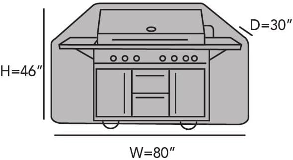 Covermates Grill Cover - Weather Resistant Outdoor Cover, Heavy Duty BBQ Covers for Large Outdoor Kitchen, Ultima 600D Polyester, 80 Inch, Ripstop Black