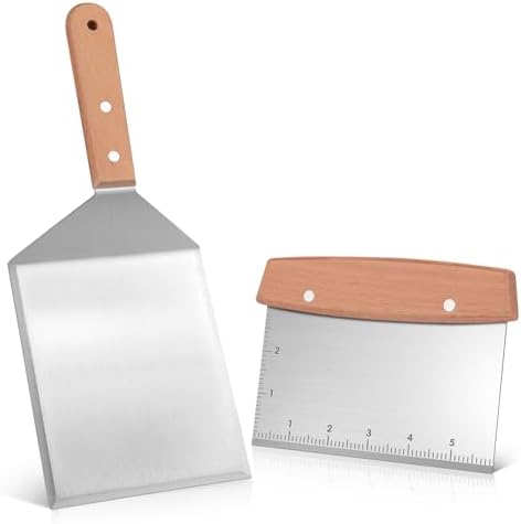 Flyisland Blackstone Bench Scraper and Grill Spatula Set, Stainless Steel Heavy by Flyisland