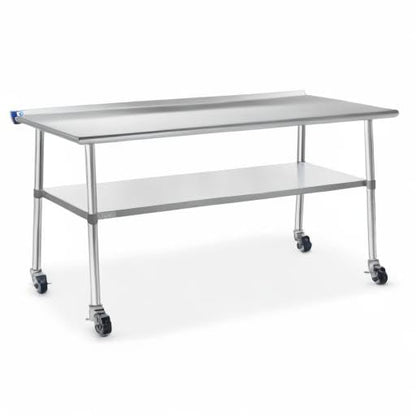 GRIDMANN Stainless Steel Table 72 in. x 24 in., NSF Commercial Kitchen Prep & Work Table w/Backsplash and Wheels