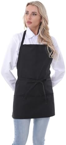 Chef Aprons for Women with 3 Pockets, Kitchen Work Apron for Cooking, Cotton - Image 2