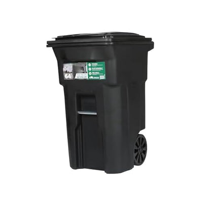 Premium 64 Gallon Black Wheeled Trash Can Bundle – Heavy Duty Municipal-Style Outdoor Garbage Container with Hinged Lid, Odor Control System, Fragrance Packets & Liners for Home, HOA & Commercial Use