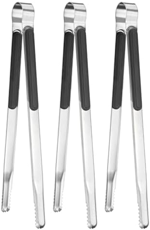 M METERXITY 3-Pack Grill Tongs, 11.6 Inch Non-Slip 410 Stainless Steel Locking by MMETERXITY