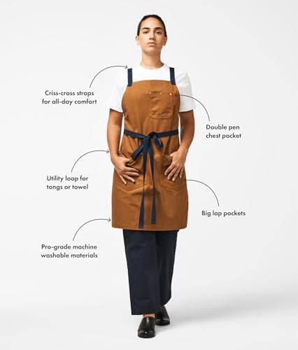 hedley & bennett Crossback Chef Apron, Pockets & Towel Loop, Oyster Gray - Image 3