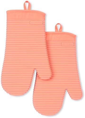 KITCHENAID Ribbed Soft Silicone Oven Mitt 2-Pack Set, Bird of Paradise by KitchenAid