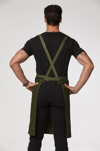 Cross Back Apron for Men Chef Pockets 4251JX - Image 2