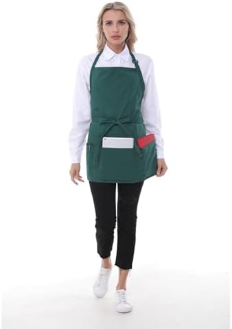 Chef Aprons for Women with 3 Pockets, Kitchen Work Apron for Cooking, Cotton - Image 2