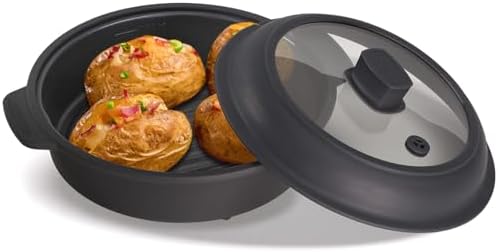 Microwave Grill Pan with Lid Nonstick by GGG-GLOU-GLOUGOOSE