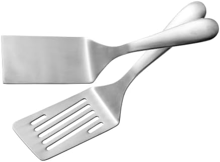 IMEEA Small Stainless Steel Spatula Set 10-Inch Flat & Slotted Turner by IMEEA