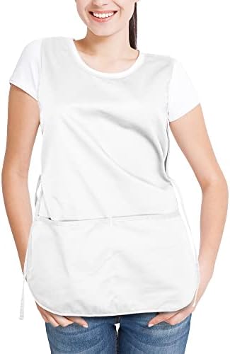 DALIX Cobbler Apron 2 Pockets Smock Regular 28.5" x 18.5" White - Image 4