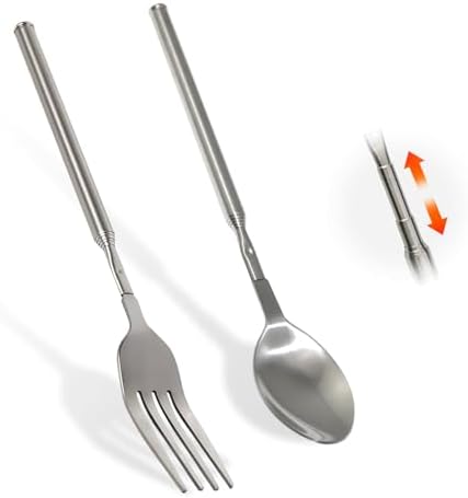2 PCS Extendable Fork and Spoon Set, 8.7 to 25.4 Inch Expandable fork prank by Unknown