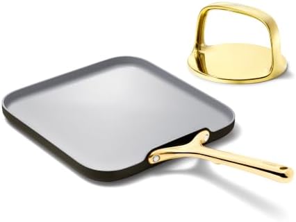 Caraway 11" Non-Stick Square Griddle Pan and 6" Grill Press Duo by Unknown