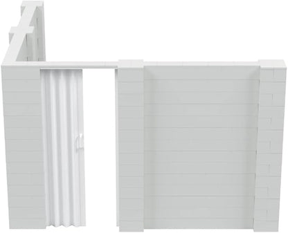 EverBlock 10’ x 10’ x 7’ L-Shaped Wall Kit with Accordion Door | 3’ x 7’ Doorway | Modular Building Blocks | Wall Display | Room Divider & Partition | Reusable | Indoor & Outdoor Use | Green