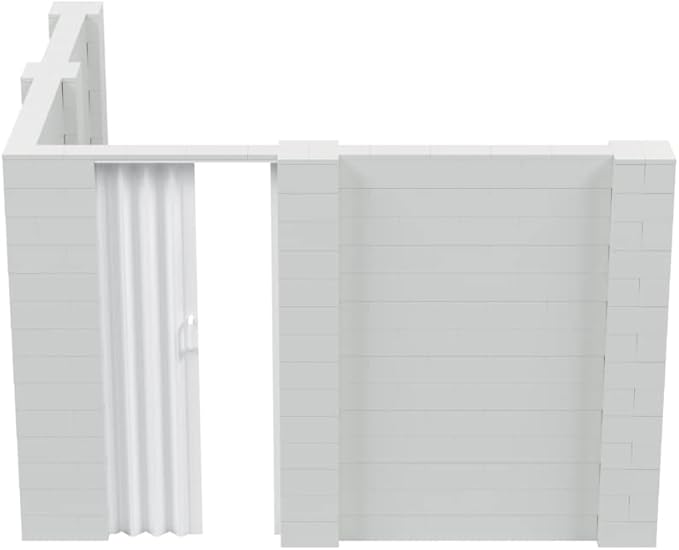 EverBlock 10’ x 10’ x 7’ L-Shaped Wall Kit with Accordion Door | 3’ x 7’ Doorway | Modular Building Blocks | Wall Display | Room Divider & Partition | Reusable | Indoor & Outdoor Use