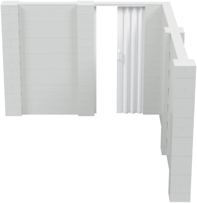 EverBlock 10’ x 12’ x 7’ L-Shaped Wall Kit with Accordion Door | 3’ x 7’ Doorway | Modular Building Blocks | Wall Display | Room Divider & Partition | Reusable | Indoor & Outdoor Use | Dark Gray