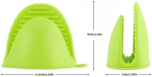 1 Pair Green, Mini Silicone Oven Gloves, Mini Finger Protector Pot Holder - Image 2