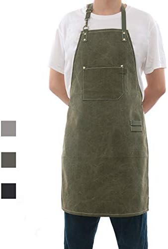 No-Tie Canvas Apron Heavy-Duty 16OZ Work Apron by Tobyan