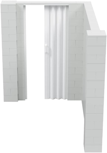EverBlock 6’ x 8’ x 7’ L-Shaped Wall Kit with Accordion Door | 3’ x 7’ Doorway | Modular Building Blocks | Wall Display | Room Divider & Partition | Reusable | Indoor & Outdoor Use