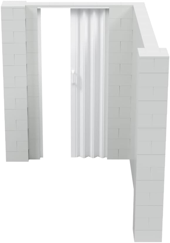 EverBlock 6’ x 8’ x 7’ L-Shaped Wall Kit with Accordion Door | 3’ x 7’ Doorway | Modular Building Blocks | Wall Display | Room Divider & Partition | Reusable | Indoor & Outdoor Use | Yellow
