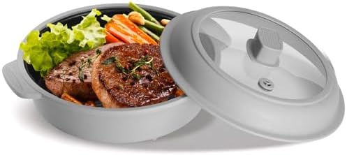 Microwave Grill Pan with Lid Nonstick by GGG-GLOU-GLOUGOOSE