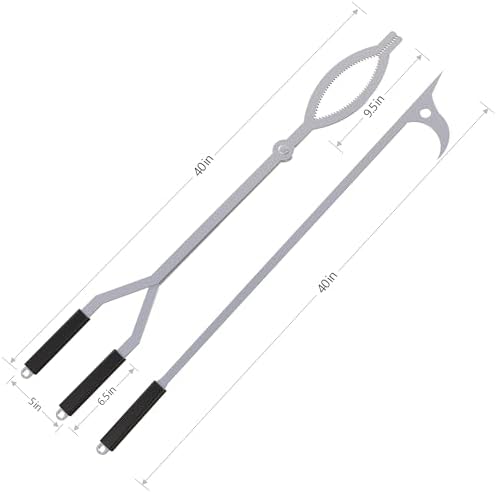 40in Fire Tongs and Fire Poker Set Stainless Steel - Image 3