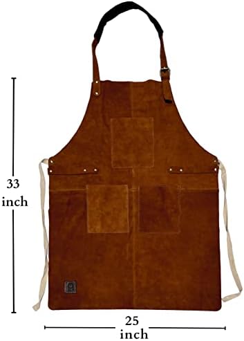 Leather Grill Work Apron with Tool Pockets - Image 3