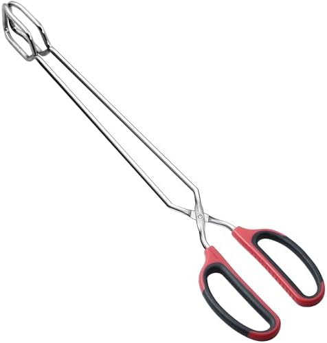 HINMAY Extra Long Scissor Tongs 16" Stainless Steel Barbecue Grilling Tongs by HINMAY