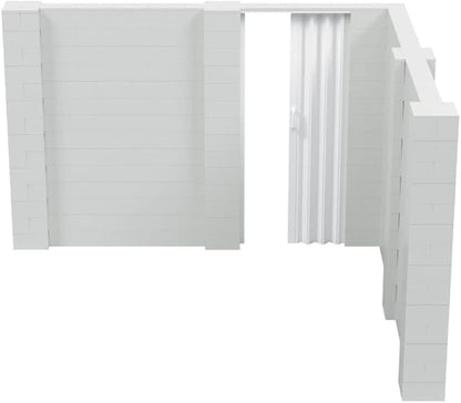 EverBlock 10’ x 10’ x 7’ L-Shaped Wall Kit with Accordion Door | 3’ x 7’ Doorway | Modular Building Blocks | Wall Display | Room Divider & Partition | Reusable | Indoor & Outdoor Use | Black