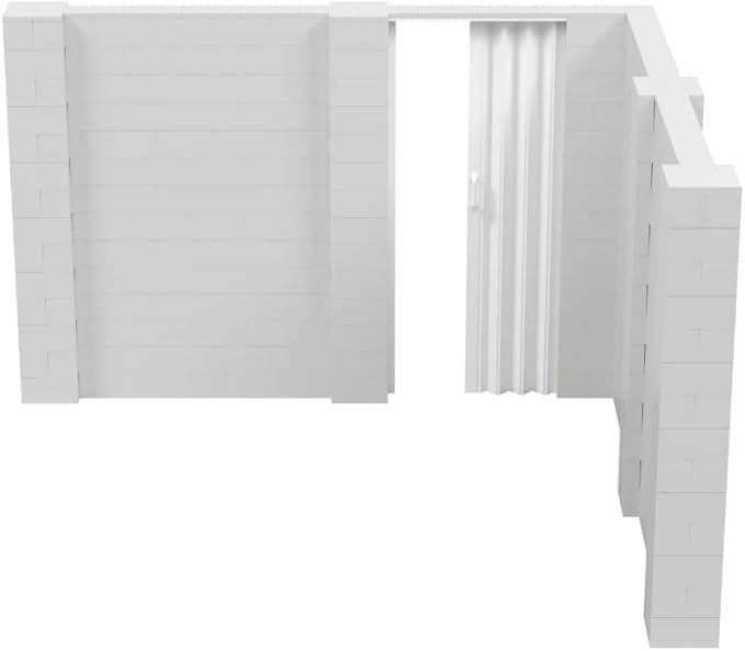 EverBlock 10’ x 10’ x 7’ L-Shaped Wall Kit with Accordion Door | 3’ x 7’ Doorway | Modular Building Blocks | Wall Display | Room Divider & Partition | Reusable | Indoor & Outdoor Use