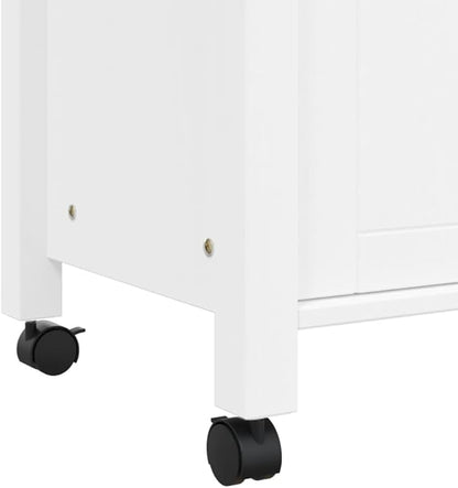 Kitchen Trolley Monza Rolling Kitchen Island Cart with Storage, Portable Dining Room Serving Utility Carts, White 23.6" x 15.7" x 35.4" Solid Wood Pine KH76A