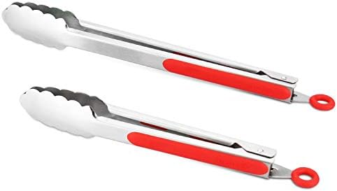 Premium 304 Stainless Steel Tongs Set – 12" Grill Tongs & 9" Cooking Tongs by ALLWIN-HOUSEWARE