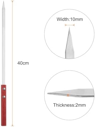 HARFINGTON 6pcs Metal Kebob Skewers 40cmx10mmx2mm Stainless Steel Flat Sticks - Image 2